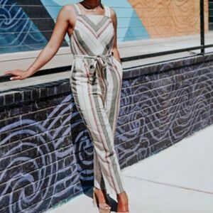 Blu Pepper Striped Jumpsuit